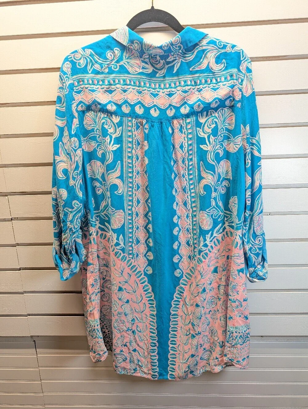 Lilly Pulitzer Natalie Beach Summer Cover Up Turquoise/Pink XL EUC